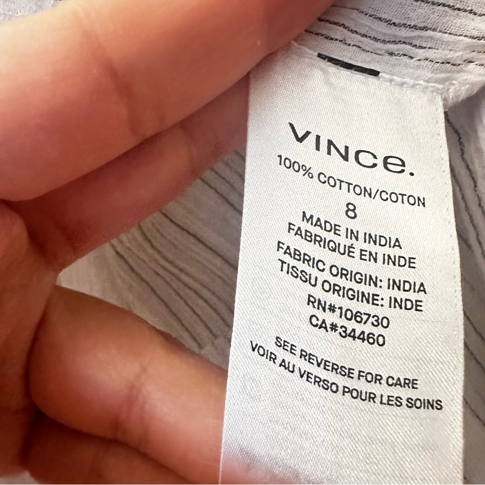 Vince. white striped Pleated 100% Cotton Skirt Sz 8 - Picture 8 of 15
